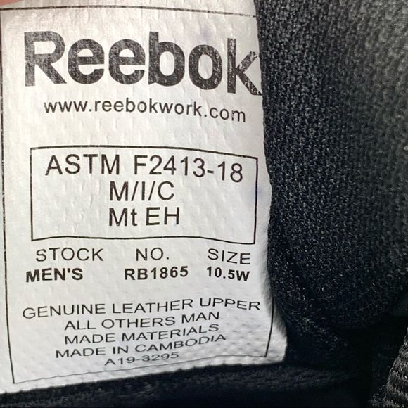 Reebok Mens MT75 Composite Toe Industrial Leather Work Shoes Sz 10.5W - Picture 8 of 8